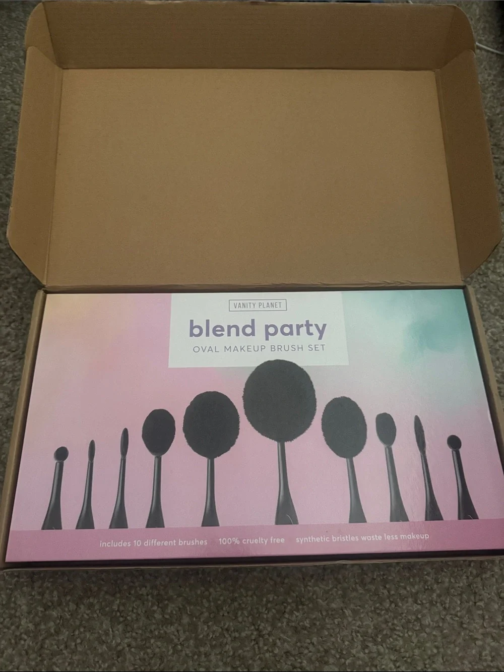 Vanity Planey Blend Party Oval Makeup Brush Set - Pink